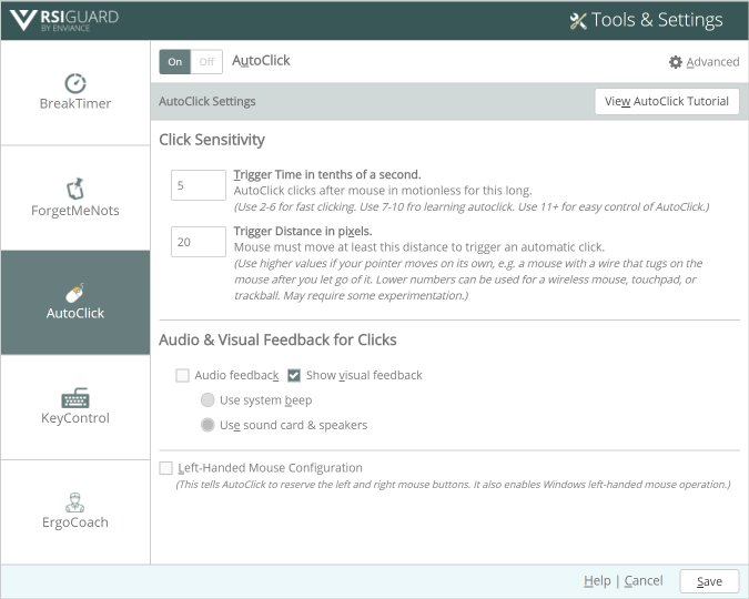 Setting up AutoClick